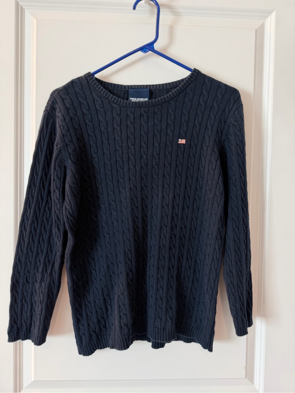 Ralph Lauren Black Cable-Knit Crewneck Sweater